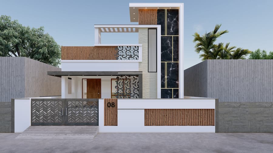 Dark tone and gold line residence